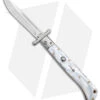 Italian Style 11" Roma Drop Point Auto Swinguard White Pearlex (4.6" Polished) -eos || Kershaw || Spyderco Shop AKC 11in Roma Auto Swinguard DP White Pearlex Polished BHQ 152966 jr