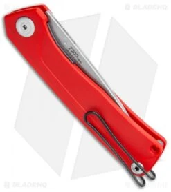 Acta Non Verba Knives Z200 Liner Lock Knife Red G-10 (3.5" Stonewash) -eos || Kershaw || Spyderco Shop Acta Non Verba Knives NF LL Red G 10 SW BHQ 116614 jr side