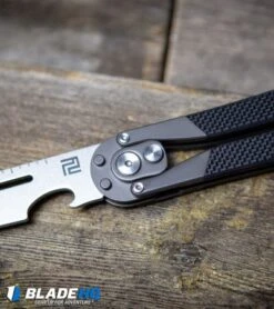 Artisan Cutlery Kinetic-Tool Automatic Butterfly Tool Flat Black G-10 (4" Satin) -eos || Kershaw || Spyderco Shop Artisan Cutlery Kinetic Tool Automatic Butterfly Tool OD Green G 10 Satin BHQ 94497 kp close up web 2
