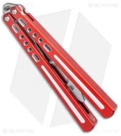 BBbarfly BBFireFly Knife Style Bottle Opener Balisong Red (4.25" Satin) -eos || Kershaw || Spyderco Shop BB Barfly FireFly Red Style Bottle Opener Butterfly BHQ 135623 jr side