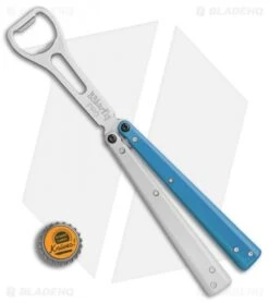 BB Barfly Pro Model Bottle Opener Butterfly Trainer BHQ Edition (Blue/White) -eos || Kershaw || Spyderco Shop BB Barfly Pro Model Bottle Opener Butterfly Trainer BHQ edition Blue White BHQ 87779 er bottlecap