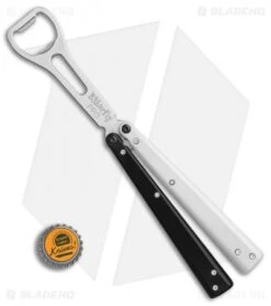 BB Barfly Pro Model Bottle Opener Butterfly Trainer (Black/White) -eos || Kershaw || Spyderco Shop BB Barfly Pro Model Bottle Opener Butterfly Trainer Black White BHQ 87776 er bottlecap