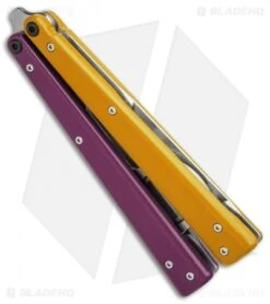 BB Barfly Pro Model Bottle Opener Butterfly Trainer (Purple/Yellow) -eos || Kershaw || Spyderco Shop BB Barfly Pro Model Bottle Opener Butterfly Trainer Purple Yellow BHQ 87778 er spine