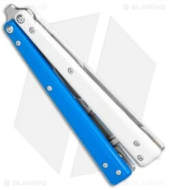 BB Barfly Pro V3 Blue/White BHQ Edition Standard Bottle Opener Butterfly -eos || Kershaw || Spyderco Shop BB Barfly Pro V3 Blue White BHQ Edition Knife Style Bottle Opener Butterfly BHQ 131885 jr side