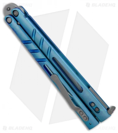 BRS Alpha Beast Infinity Balisong Butterfly Knife Titanium Blue (4.5" SW) 5 BRS Alpha Beast Infinity Balisong Butterfly Knife Titanium Blue (4.5" SW) - Image 3