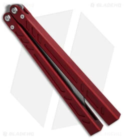 BRS Barebones Balisong Butterfly Knife Red Aluminum Channel (4.5" SW) -eos || Kershaw || Spyderco Shop BRS Barebones Balisong Butterfly Knife Red Alum Channel 4in SW BHQ 181398 td side