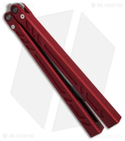 BRS Barebones Balisong Butterfly Knife Red Aluminum Channel (4.5" SW) -eos || Kershaw || Spyderco Shop BRS Barebones Balisong Butterfly Knife Red Alum Channel 4in SW BHQ 181398 td spine