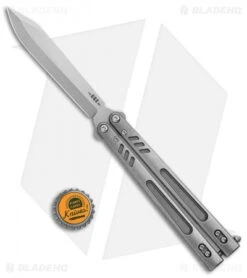 BRS Hybrid Replicant Alt Balisong Butterfly Knife Stonewashed Titanium (4.6" SW) -eos || Kershaw || Spyderco Shop BRS Hybrid Replicant Alt Balisong Butterfly Ti SW BHQ 136993 jr bottlecap
