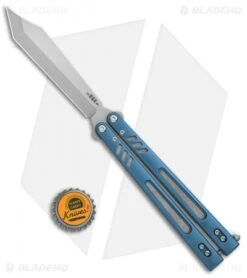 BRS Hybrid Replicant Standard Balisong Butterfly Knife Blue Titanium (4.6" SW) -eos || Kershaw || Spyderco Shop BRS Hybrid Replicant Blaisong Butterfly Blue Ti Standard SW BHQ 135467 jr bottlecap 1