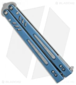 BRS Hybrid Replicant Standard Balisong Butterfly Knife Blue Titanium (4.6" SW) -eos || Kershaw || Spyderco Shop BRS Hybrid Replicant Blaisong Butterfly Blue Ti Standard SW BHQ 135467 jr side 1