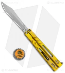BRS Premium Alpha Beast Balisong Butterfly Knife Gold Ti (4.5" Stonewash) -eos || Kershaw || Spyderco Shop BRS Premium Alpha Beast Balisong Gold Ti SW BHQ 115542 jr bottlecap