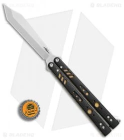 BRS Premium Replicant Balisong Butterfly Knife Black G-10/Gold Ti (4.5" SW) -eos || Kershaw || Spyderco Shop BRS Premium Replicant balisong butterfly knife black G10 gold ti sw BHQ 29060 er bottlecap