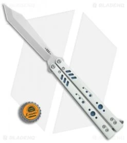 BRS Premium Replicant Balisong Butterfly Knife White G-10/Blue Ti (4.5" SW) -eos || Kershaw || Spyderco Shop BRS Premium Replicant balisong butterfly knife white G10 blue ti sw BHQ 29752 er bottlecap