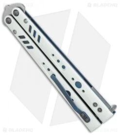 BRS Premium Replicant Balisong Butterfly Knife White G-10/Blue Ti (4.5" SW) -eos || Kershaw || Spyderco Shop BRS Premium Replicant balisong butterfly knife white G10 blue ti sw BHQ 29752 er side