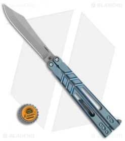 BRS Premium Alpha Beast Balisong Butterfly Knife Blue Ti W/ Clip (4.5" SW) -eos || Kershaw || Spyderco Shop BRS Premium STD Alpha Beast Bali Blue Ti SW BHQ 82960 er bottlecap