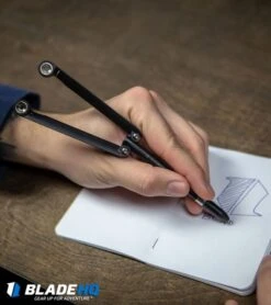 BaliYo By Spyderco Butterfly Pen Fisher Space Pen (Blue/White) USA Made -eos || Kershaw || Spyderco Shop BaliYo by Spyderco Pen Butterfly Flipper Black BHQ 4501 kp in hand lifestyle web 3