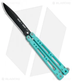 Bear OPS Bear Song IV Butterfly Knife Teal Al (4.38" Black) B-400-AlCP-B+TR -eos || Kershaw || Spyderco Shop Bear OPS Bear Song IV Butterfly Teal Aluminum Black B 400 ALCYP B TR BHQ 102299 jr