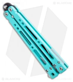 Bear OPS Bear Song IV Butterfly Knife Teal Al (4.38" Black) B-400-AlCP-B -eos || Kershaw || Spyderco Shop Bear Ops Bear Song IV Butterfly Knife Teal Al Black BHQ 99616 ns side