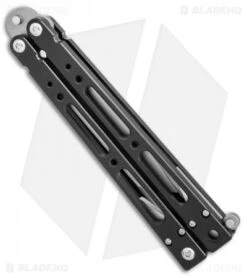 Bear OPS Bear-Song IV Tanto Butterfly Knife Black (3.75" Bead Blast) -eos || Kershaw || Spyderco Shop Bear Ops Bear Song IV tanto black bb BHQ 39364 er side