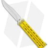 Bear Ops Bear Song VIII Butterfly Knife Yellow Clip Point (4.5" Satin) -eos || Kershaw || Spyderco Shop Bear Ops Bear Song VIII Butterfly Knife Yellow Clip Point 4.5in Satin B 800 SSYW S BHQ 113965 LS