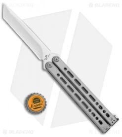 Bear Ops Bear Song VIII Butterfly Knife Tanto Gray Steel (4.5" Satin) -eos || Kershaw || Spyderco Shop Bear Ops Bear Song VIII Butterfly Tanto Satin B 810 SS S BHQ 102070 jr bottlecap