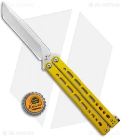 Bear Ops Bear Song VIII Butterfly Knife Tanto Yellow Steel (4.5" Satin) -eos || Kershaw || Spyderco Shop Bear Ops Bear Song VIII Butterfly Yellow Tanto Satin B 810 SSYW S BHQ 124341 jr bottlecap