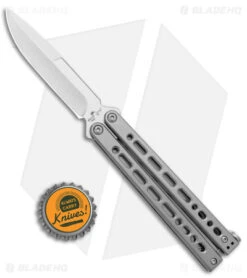 Bear Ops Bear Song VIII Small Bayonet Butterfly Knife Gray (3.75" Satin) -eos || Kershaw || Spyderco Shop Bear Ops Bear Song VIII Small Butterfly Gray Satin Bayo BHQ 145125 jr bottlecap