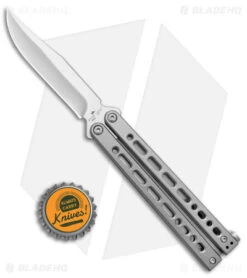 Bear Ops Bear Song VIII Small Clip Point Butterfly Knife Gray (3.75" Satin) -eos || Kershaw || Spyderco Shop Bear Ops Bear Song VIII Small Butterfly Gray Satin CP BHQ 145121 jr bottlecap