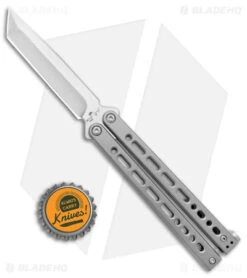 Bear Ops Bear Song VIII Small Tanto Butterfly Knife Gray (3.75" Satin) -eos || Kershaw || Spyderco Shop Bear Ops Bear Song VIII Small Butterfly Gray Satin Tanto BHQ 145127 jr bottlecap