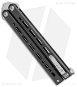 Bear Ops Bear Song VIII Butterfly Knife Tanto Black Steel (4.5" Satin) -eos || Kershaw || Spyderco Shop Bear Ops Bear Song VIII Tanto Black Satin BHQ 107302 jr side