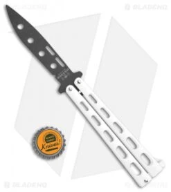 Bear & Son 115WTR Large Butterfly Knife Trainer White (4" Black) -eos || Kershaw || Spyderco Shop Bear Son 115WTR Large Butterfly Trainer White Black BHQ 107301 jr bottlecap