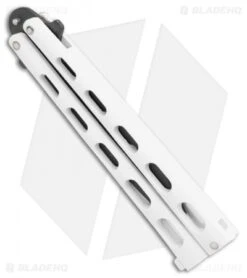 Bear & Son 115WTR Large Butterfly Knife Trainer White (4" Black) -eos || Kershaw || Spyderco Shop Bear Son 115WTR Large Butterfly Trainer White Black BHQ 107301 jr spine