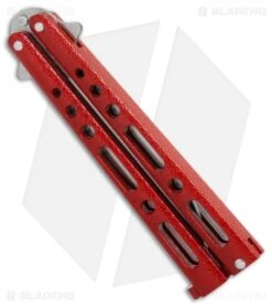 Bear & Son 117 Large Butterfly Knife Red (4" Satin) -eos || Kershaw || Spyderco Shop Bear Son 117 large butterfly knife red satin BHQ 72584 er spine