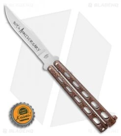 Bear & Son 30th Anniversary 114 Copper Vein Butterfly Knife (4.3" Satin) -eos || Kershaw || Spyderco Shop Bear Son Anniversary 114 Copper Vein Butterfly 5 Satin BHQ 121776 LS Bottlecap