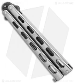 Bear & Son Clip Point Butterfly Knife Stainless Steel (4.1" Damascus) SS14D -eos || Kershaw || Spyderco Shop Bear Son Clip Point Butterfly SS Damascus BHQ 88016 er spine