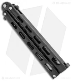 Bear & Son Tanto Butterfly Knife Black (4" Damascus) 115TAND -eos || Kershaw || Spyderco Shop Bear Son Tanto Butterfly Blk Dmscs 115TAND BHQ 50075 jr side 1