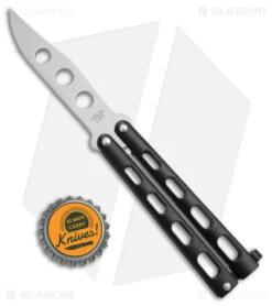 Bear & Son 113BTR Small Butterfly Knife Trainer W/Black Handle (3.3" Dull) -eos || Kershaw || Spyderco Shop Bear and Son 113BTR Small Butterfly Trainer Black Satin BHQ 11912 jr bottlecap