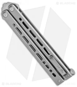 Bear & Son 30th Anniversary Bear Song VIII Butterfly Knife Drop Point (5" Satin) -eos || Kershaw || Spyderco Shop Bear and Son 30th Anniversary B 820 Gray Butterfly DP Satin BHQ 121787 jr side