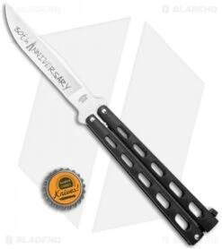Bear & Son 30th Anniversary 114B Black Butterfly Knife (4.3" Satin) -eos || Kershaw || Spyderco Shop Bear and Son Anniversary 114 Black Butterfly Satin BHQ 121775 jr bottlecap