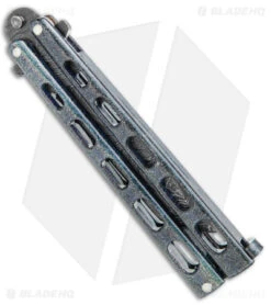 Bear & Son Large Butterfly Tanto Knife Galaxy (4" Damascus) 115TANGXD -eos || Kershaw || Spyderco Shop Bear and Son Butterfly Knife Black Sparkles Damascus Tanto BHQ 141056 jr side