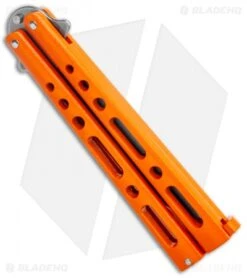 Bear & Son Butterfly Balisong Knife Orange Steel (4" Stonewash) -eos || Kershaw || Spyderco Shop Bear and Son Butterfly Orange SW BHQ 135322 jr side