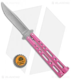 Bear & Son Butterfly Carbon Steel Knife Pink Zinc (5" Stonewash) -eos || Kershaw || Spyderco Shop Bear and Son Butterfly Pnik SW BHQ 135529 jr bottlecap