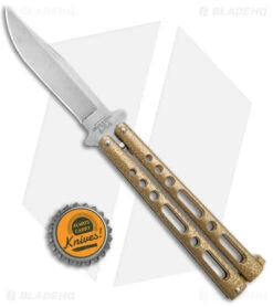 Bear & Son 117 Large Butterfly Knife Gold (4" SW) 117GSW -eos || Kershaw || Spyderco Shop Bear and Son Large Butterfly Gold SW BHQ 140254 jr bottlecap