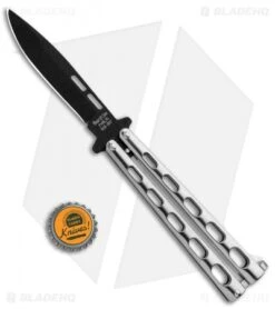 Bear & Son Spear Point Butterfly Knife Stainless Steel (4.1" Black) SS15 -eos || Kershaw || Spyderco Shop Bear and Son SP Butterfly SS Black SS15 BHQ 88284 jr bottlecap