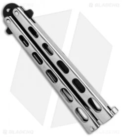 Bear & Son Spear Point Butterfly Knife Stainless Steel (4.1" Black) SS15 -eos || Kershaw || Spyderco Shop Bear and Son SP Butterfly SS Black SS15 BHQ 88284 jr side