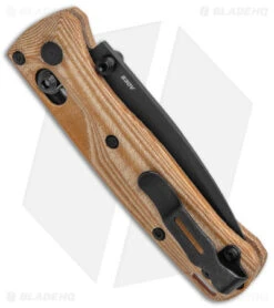 Flytanium Crossfade Natural Linen Micarta + Benchmade Mini Bugout (3" BLK) -eos || Kershaw || Spyderco Shop Benchmade Mini Bugout Flytanium Crossfade Natural Linen Micarta Black BHQ 138204 jr side