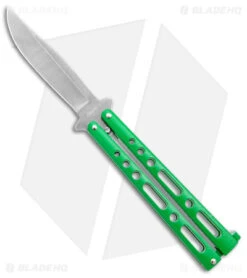 Benchmark Butterfly Knife Green Epoxy Steel (4" Stonewash)