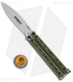 Bradley Kimura Butterfly Balisong Knife Green G-10 (3.9" Bead Blast) -eos || Kershaw || Spyderco Shop Bradley Kimura Butterfly Balisong SP OD Green G 10 BCC901 BHQ 85617 jr bottlecap