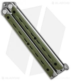 Bradley Kimura Butterfly Balisong Knife Green G-10 (3.9" Bead Blast) -eos || Kershaw || Spyderco Shop Bradley Kimura Butterfly Balisong SP OD Green G 10 BCC901 BHQ 85617 jr side