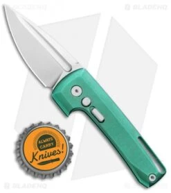 D Rocket Design Harlock Automatic Knife Green Titanium (2" Satin) -eos || Kershaw || Spyderco Shop D Rocket Design Harlock Auto Green Ti Satin BHQ 95144 jr bottlecap 2